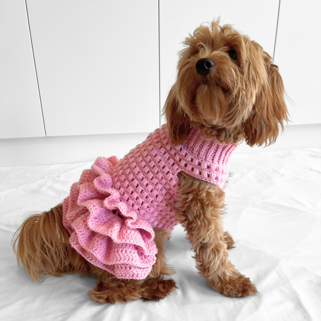 Dress Pattern Dog Crochet Clothes Puff Stitch Dress – Lottie And